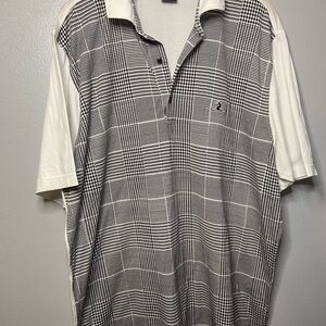 Fairway & Greene Black and White Plaid Polo‎